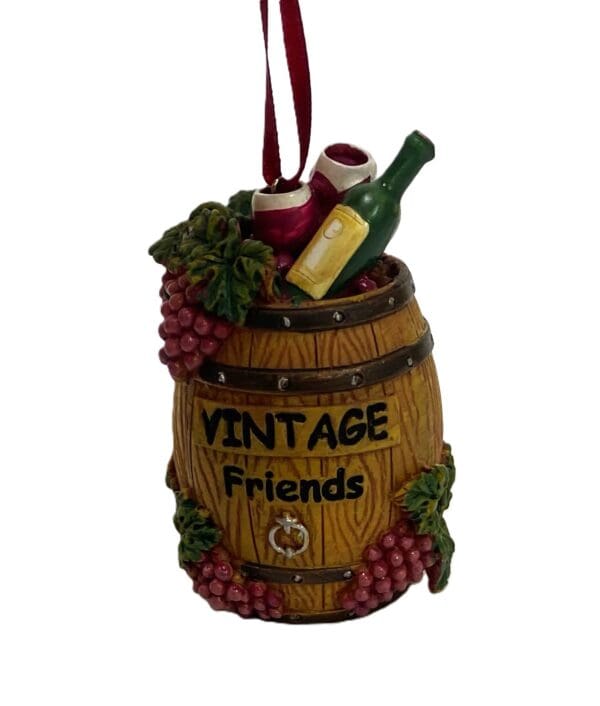 Vintage Friends Wine Barrel Ornament