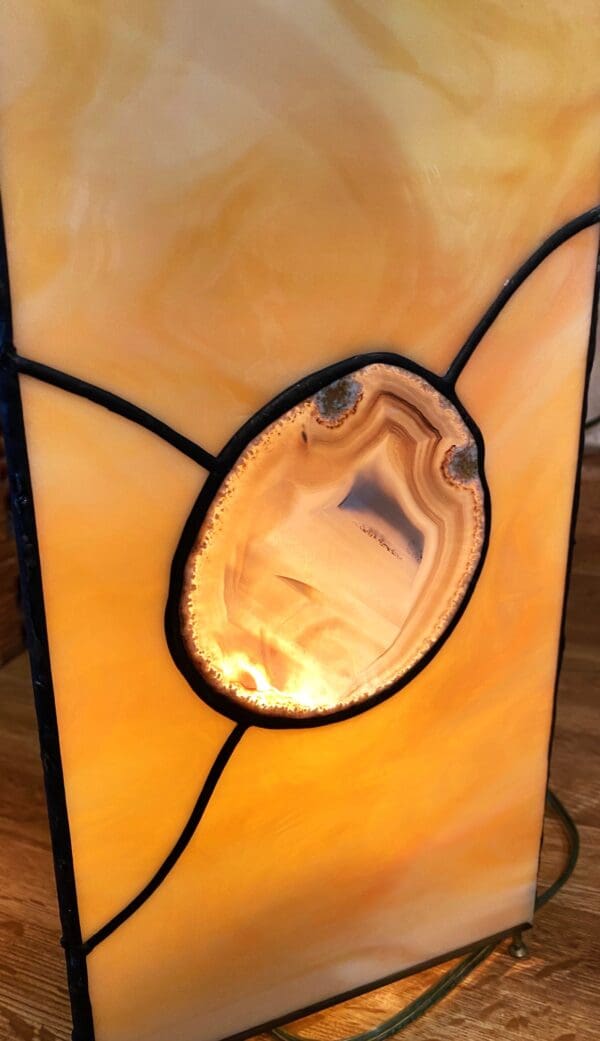 Stained Glass Accent Lamp with Agate - Image 3