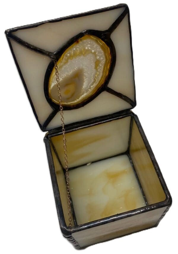 Stained Glass Jewelry Box with Agate - Image 2