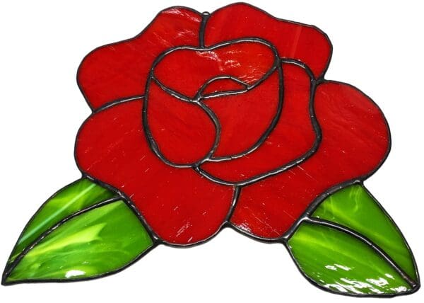 Stained Glass Red Rose Hanging Suncatcher