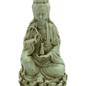 Ceramic Kwan Yin Sitting on Lotus