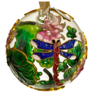 Cloisonee on Glass Ornament with Dragonflys