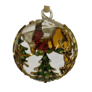 Cloisonne on Glass Ornament with Reindeer