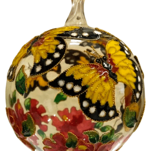 Cloisonne on Glass Ornament with Butterflys