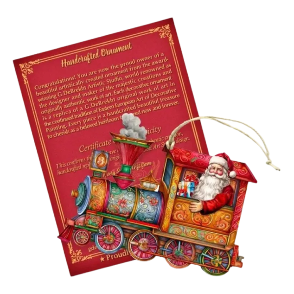 Wooden Train Ornament with Santa - Image 2