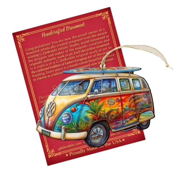 Wooden Ornament Hippie Van - Image 2